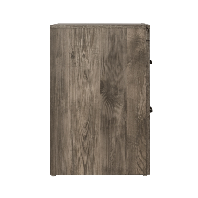 Pemberly Row Misty Lodge 2-Drawer Wood Nightstand in Greige Finish