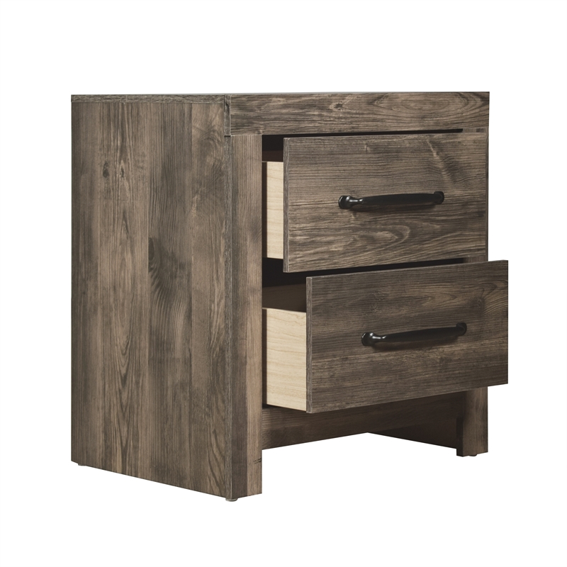 Pemberly Row Misty Lodge 2-Drawer Wood Nightstand in Greige Finish