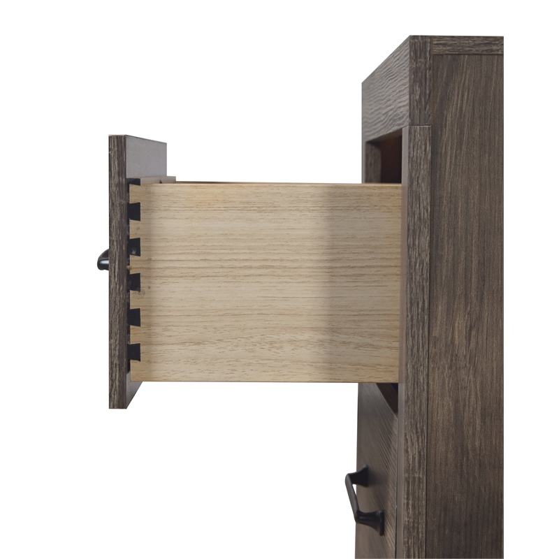 Pemberly Row Misty Lodge 2-Drawer Wood Nightstand in Greige Finish