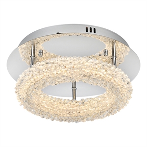 Pemberly Row 14&quot Adjustable LED Flush Mount in Chrome with Crystal Design
