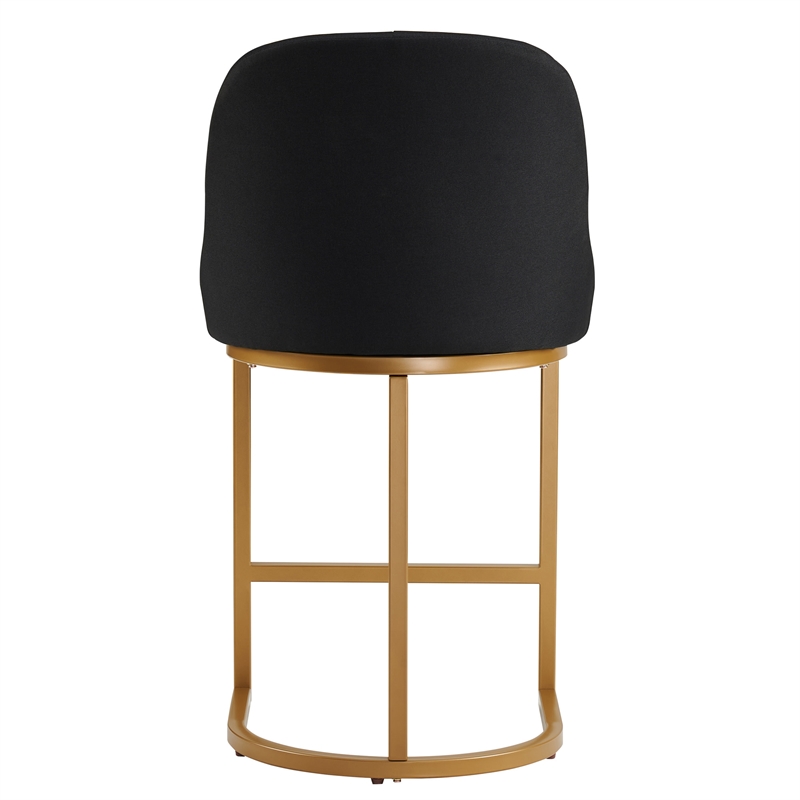 Pemberly Row Counter Stools Set of 4 with Black Seats & Gold Bases