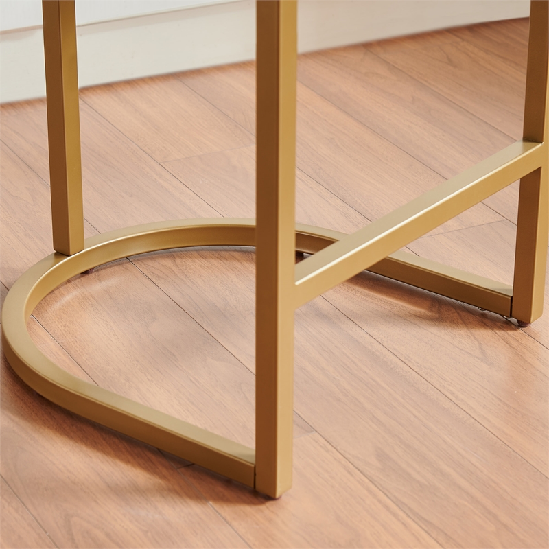 Pemberly Row Counter Stools Set of 4 with Black Seats & Gold Bases