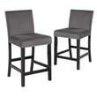 Pemberly Row Solid Wood Counter Chairs with Velvet Fabric in Gray (Set of 4)