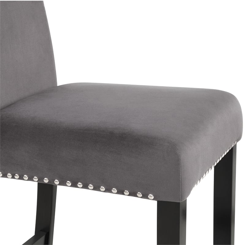 Pemberly Row Solid Rubber Wood Counter Chairs in Gray Set of 6