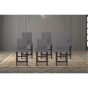 Pemberly Row Solid Rubber Wood Counter Chairs in Gray Set of 6