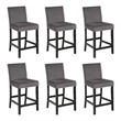 Pemberly Row Solid Rubber Wood Counter Chairs in Gray Set of 6