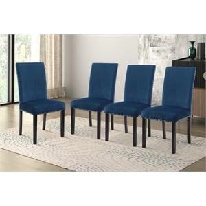 Pemberly Row Solid Rubberwood Dining Chairs in Royal Blue (Set of 4)