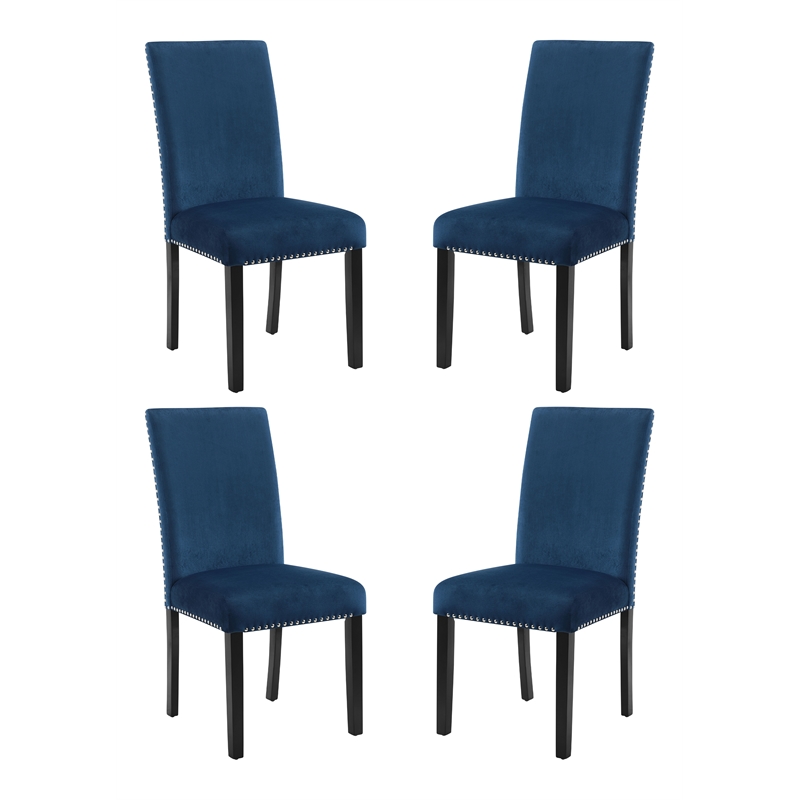 Pemberly Row Solid Rubberwood Dining Chairs in Royal Blue (Set of 4)