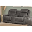 Pemberly Row Loveseat Recliner with Gray Polyester Upholstery and Console