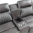 Pemberly Row Loveseat Recliner with Gray Polyester Upholstery and Console