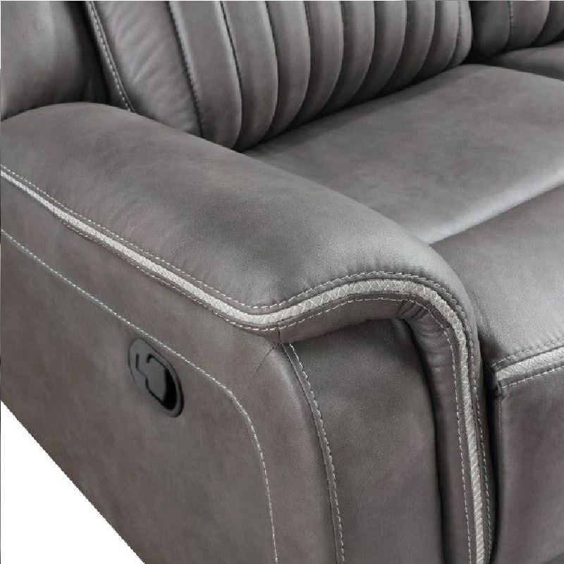 Pemberly Row Loveseat Recliner with Gray Polyester Upholstery and Console