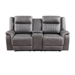 Pemberly Row Loveseat Recliner with Gray Polyester Upholstery and Console