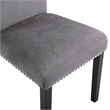 Pemberly Row Solid Wood Gray Dining Chairs Set of 6 with Velvet Seats