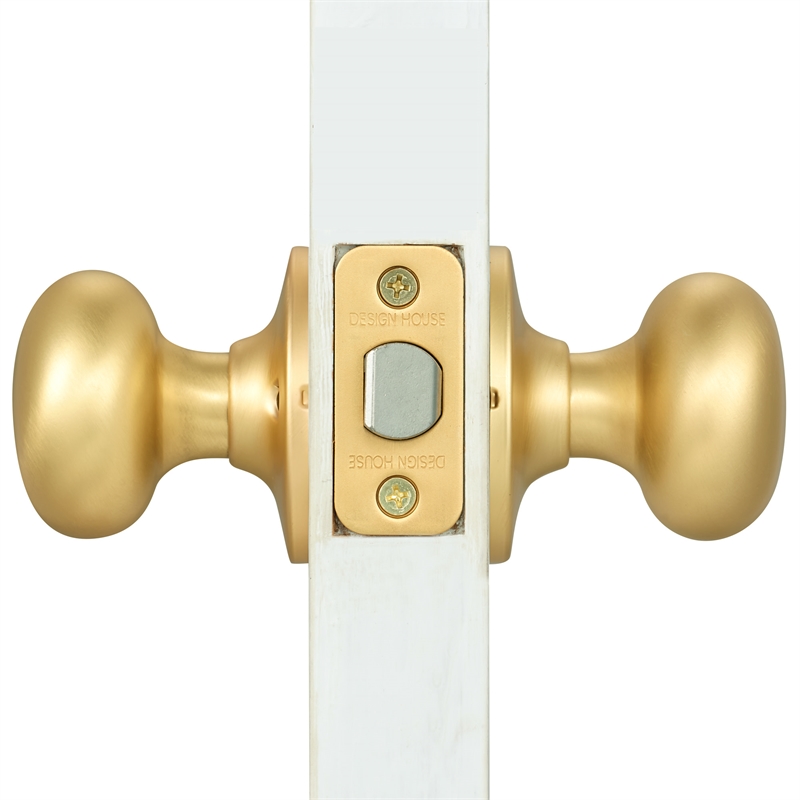 Pemberly Row Cambridge Passage Brass Door Knob in Satin Gold Classic Style
