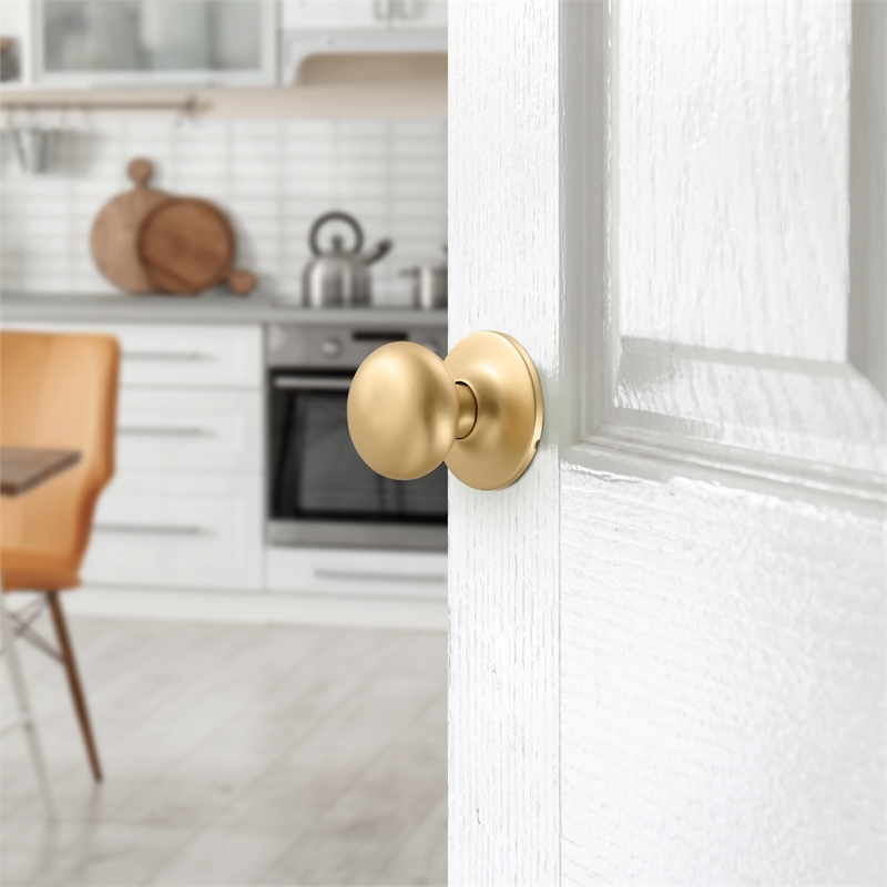 Pemberly Row Cambridge Passage Brass Door Knob in Satin Gold Classic Style