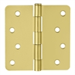 Pemberly Row Steel Door Hinge 4-Inch Satin Brass 1/4-Inch Radius 10-Pack