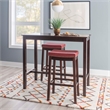 Pemberly Row 3-Piece Bar Dining Set with Faux Leather Seats in Brown Wood
