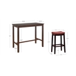 Pemberly Row 3-Piece Bar Dining Set with Faux Leather Seats in Brown Wood