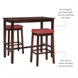 Pemberly Row 3-Piece Bar Dining Set with Faux Leather Seats in Brown Wood