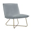 Pemberly Row Gray Velvet Accent Chair with Gold Metal Legs