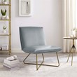 Pemberly Row Gray Velvet Accent Chair with Gold Metal Legs