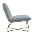 Pemberly Row Gray Velvet Accent Chair with Gold Metal Legs