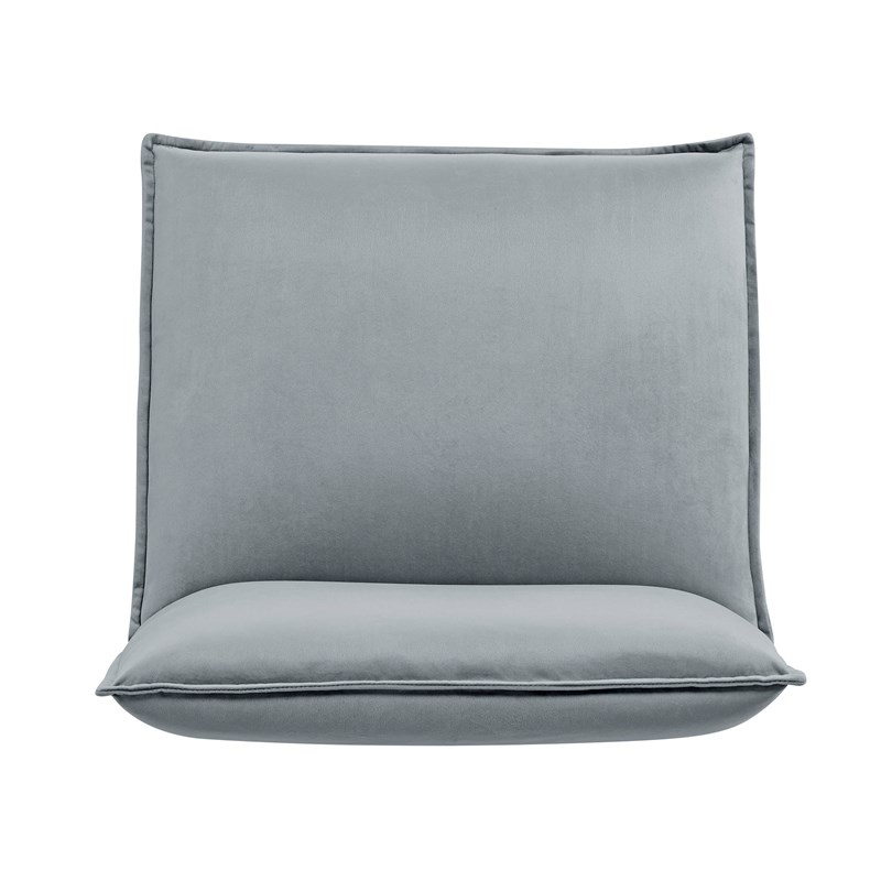 Pemberly Row Gray Velvet Accent Chair with Gold Metal Legs
