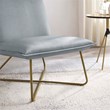 Pemberly Row Gray Velvet Accent Chair with Gold Metal Legs