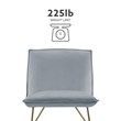 Pemberly Row Gray Velvet Accent Chair with Gold Metal Legs