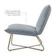 Pemberly Row Gray Velvet Accent Chair with Gold Metal Legs