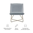 Pemberly Row Gray Velvet Accent Chair with Gold Metal Legs