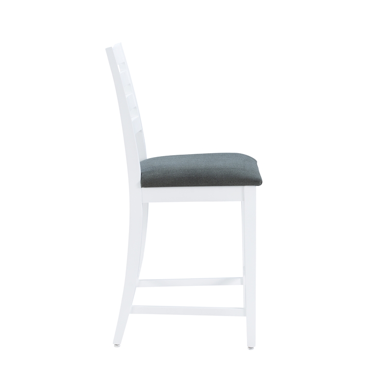 Pemberly Row Set of 2 White Beechwood Counter Stools with Upholstered Seats