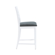 Pemberly Row Set of 2 White Beechwood Counter Stools with Upholstered Seats