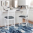 Pemberly Row Set of 2 White Beechwood Counter Stools with Upholstered Seats