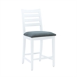 Pemberly Row Set of 2 White Beechwood Counter Stools with Upholstered Seats