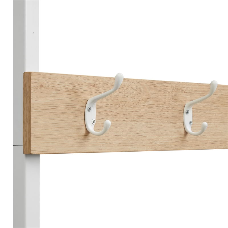 Pemberly Row White Metal Hall Tree with 11 Hooks and 2 Shelves