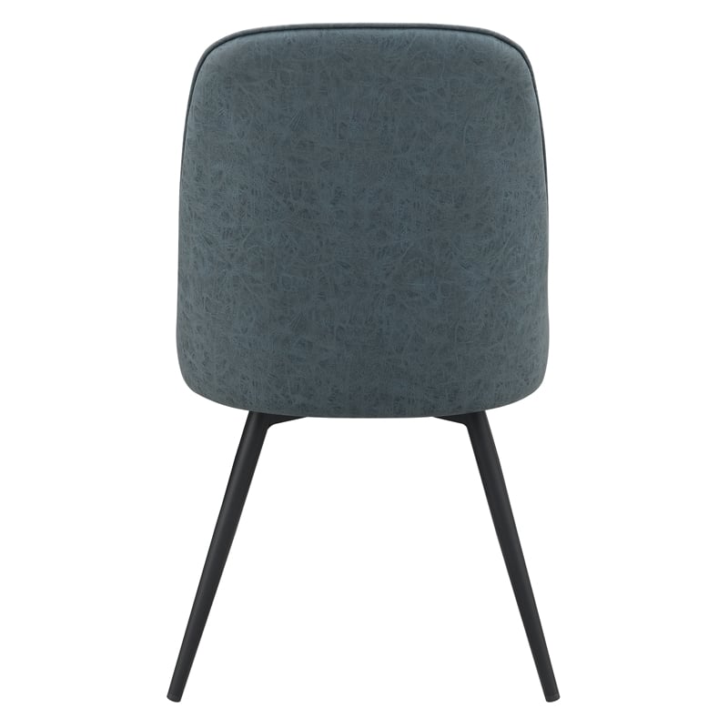 Pemberly Row Martel Faux Leather Swivel Chair with Black Legs in Navy