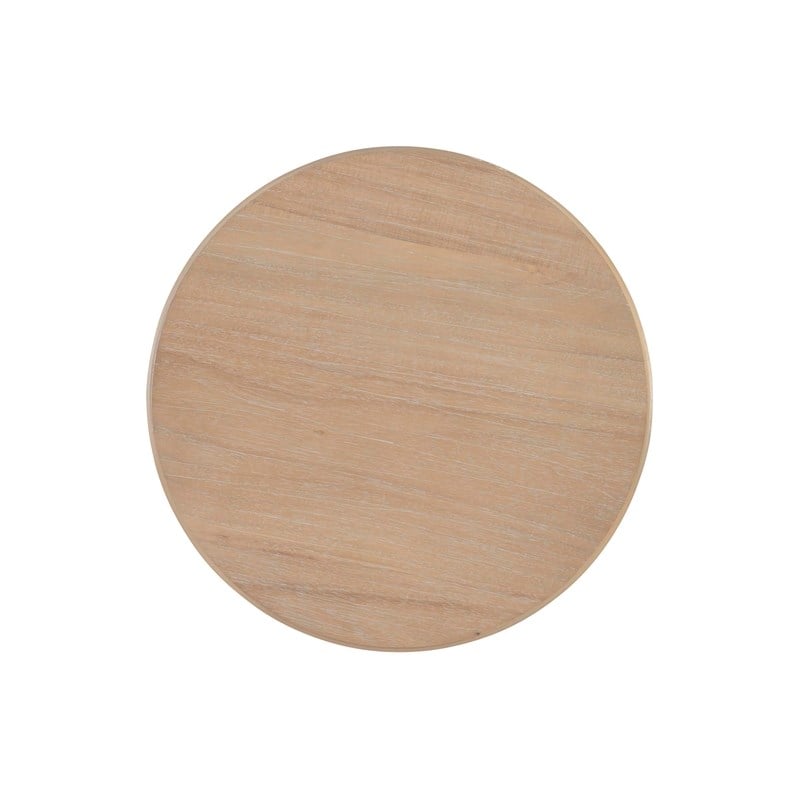Pemberly Row Round Spindle Side Table in Natural Finished Rubberwood