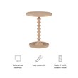 Pemberly Row Round Spindle Side Table in Natural Finished Rubberwood