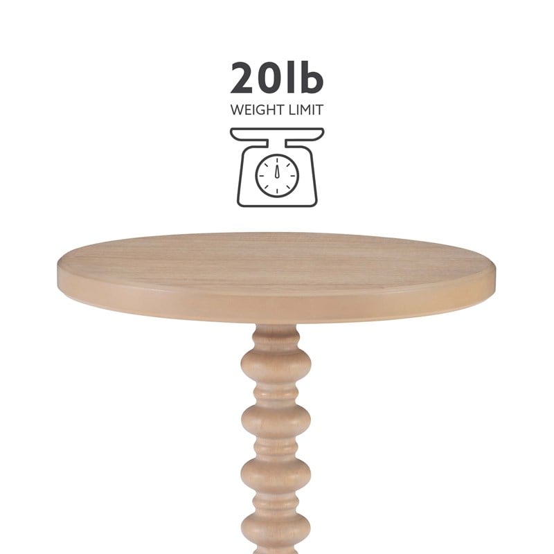 Pemberly Row Round Spindle Side Table in Natural Finished Rubberwood