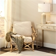 Pemberly Row Transitional Rattan & Fabric Lounge Chair in Natural/Gray