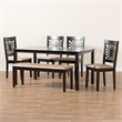 Pemberly Row Olympia 6-Piece Wood Dining Set in Beige and Espresso Brown