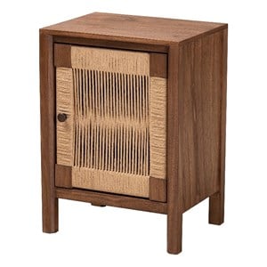 Pemberly Row Walnut Brown Bayur Wood Nightstand with Rope Webbing