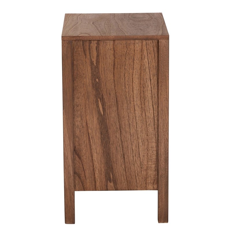 Pemberly Row Walnut Brown Bayur Wood Nightstand with Rope Webbing