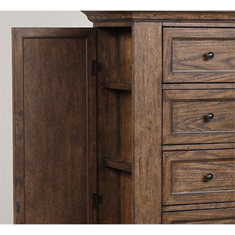 Pemberly Row Swivel Lingerie Chest with Mirror in Walnut Wood Finish