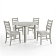 Pemberly Row 5-Piece Round Wood Dining Set with 4 Chairs in Driftwood