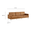 Pemberly Row Tufted Vegan Leather Sofa and Ottoman Set in Silver Tan