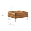 Pemberly Row Tufted Vegan Leather Sofa and Ottoman Set in Silver Tan