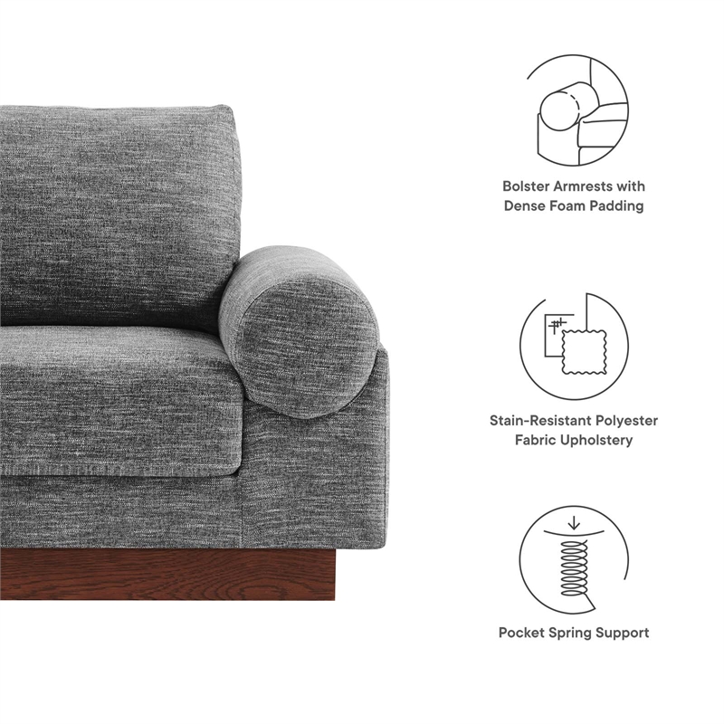 Pemberly Row Upholstered Armchair with Bolster Armrests in Gray