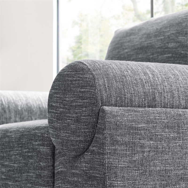 Pemberly Row Upholstered Armchair with Bolster Armrests in Gray